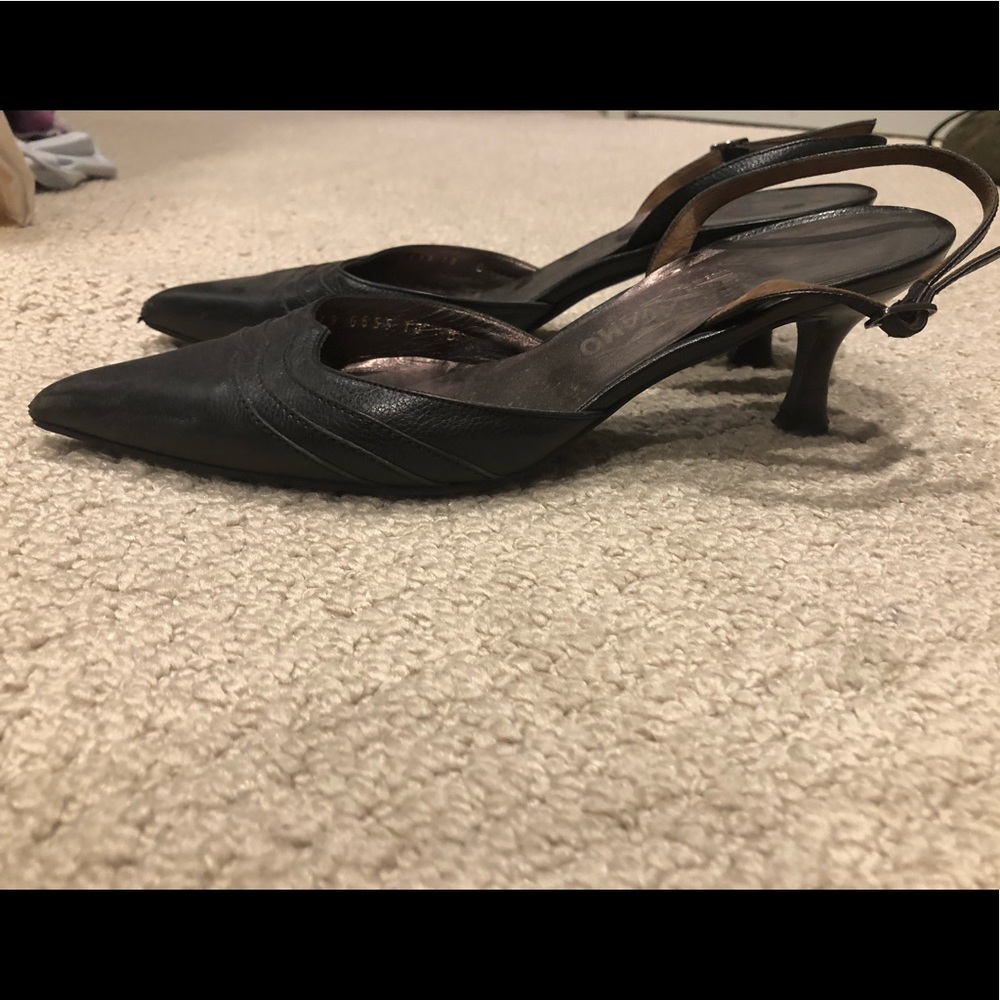 Ferragamo slingback kitten heel size 10